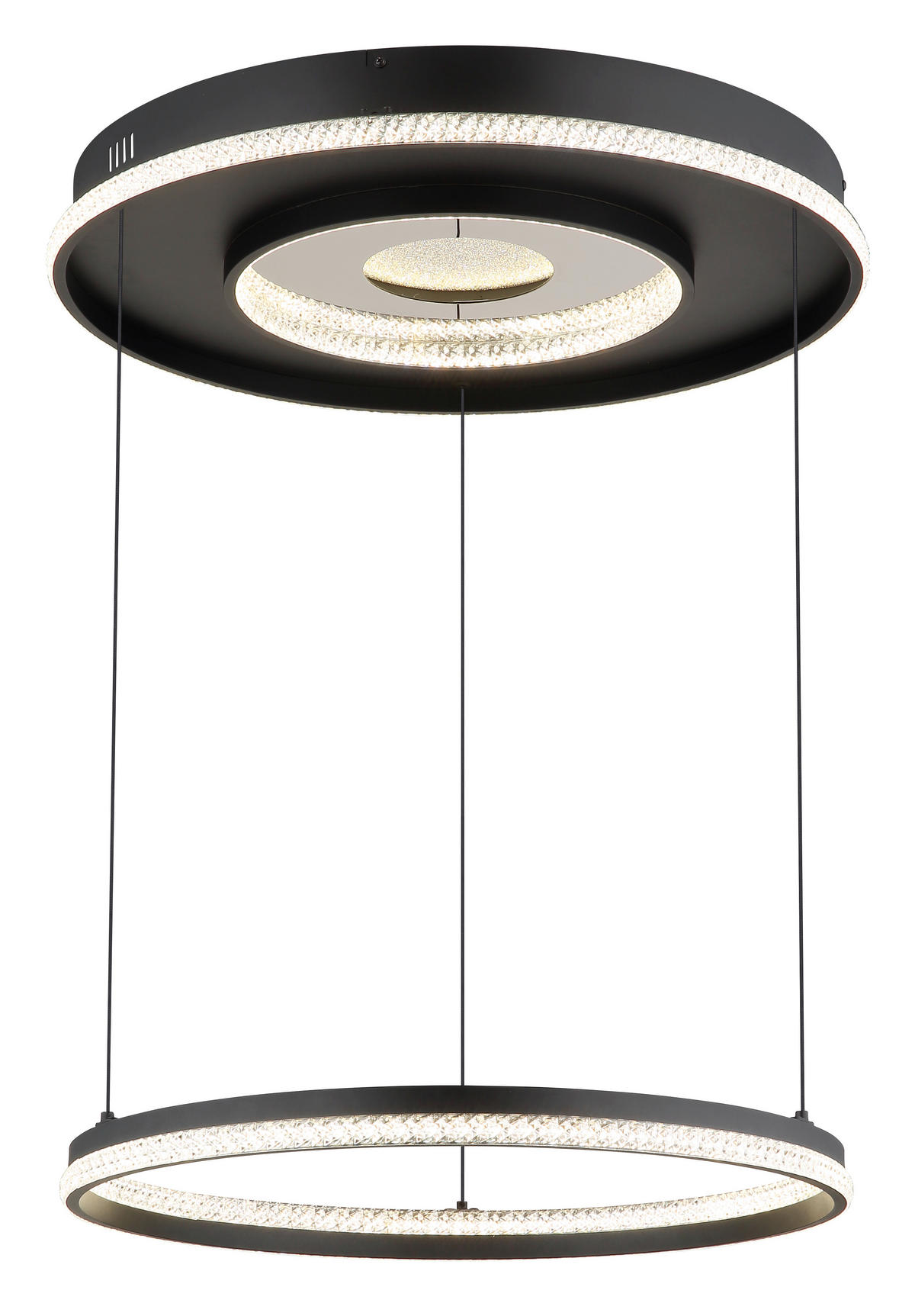 GLOBO Pendelleuchte mattschwarz klar Metall Aluminium H/D: ca. 120x60 cm 1.0 Brennstellen Marsh - klar/mattschwarz (60,00/120,00cm) - GLOBO