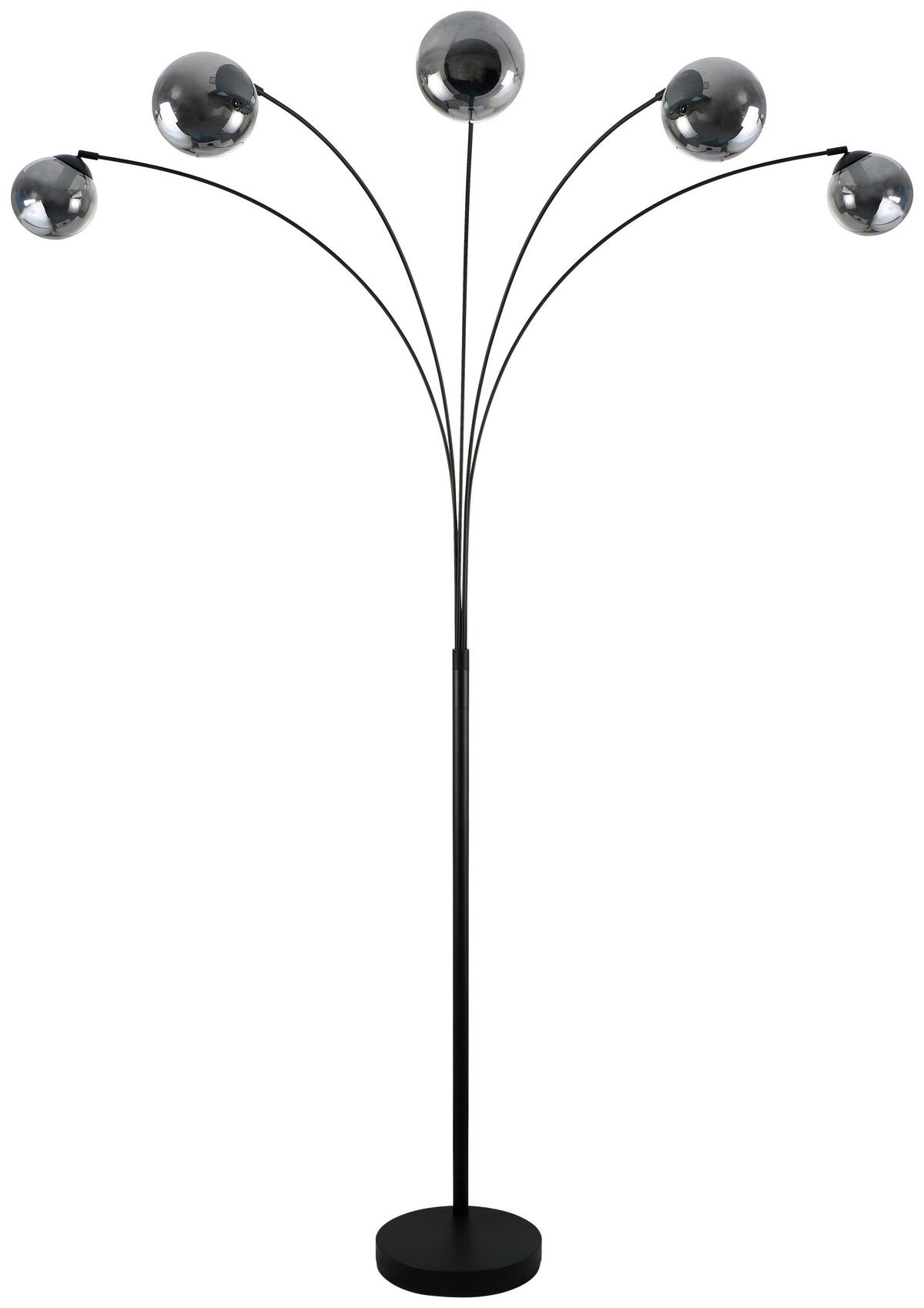 Stehleuchte schwarz Metall B/H: ca. 170x210 cm E14 5 Brennstellen Stehleuchte_5flg._Akali - schwarz (170,00/210,00cm)