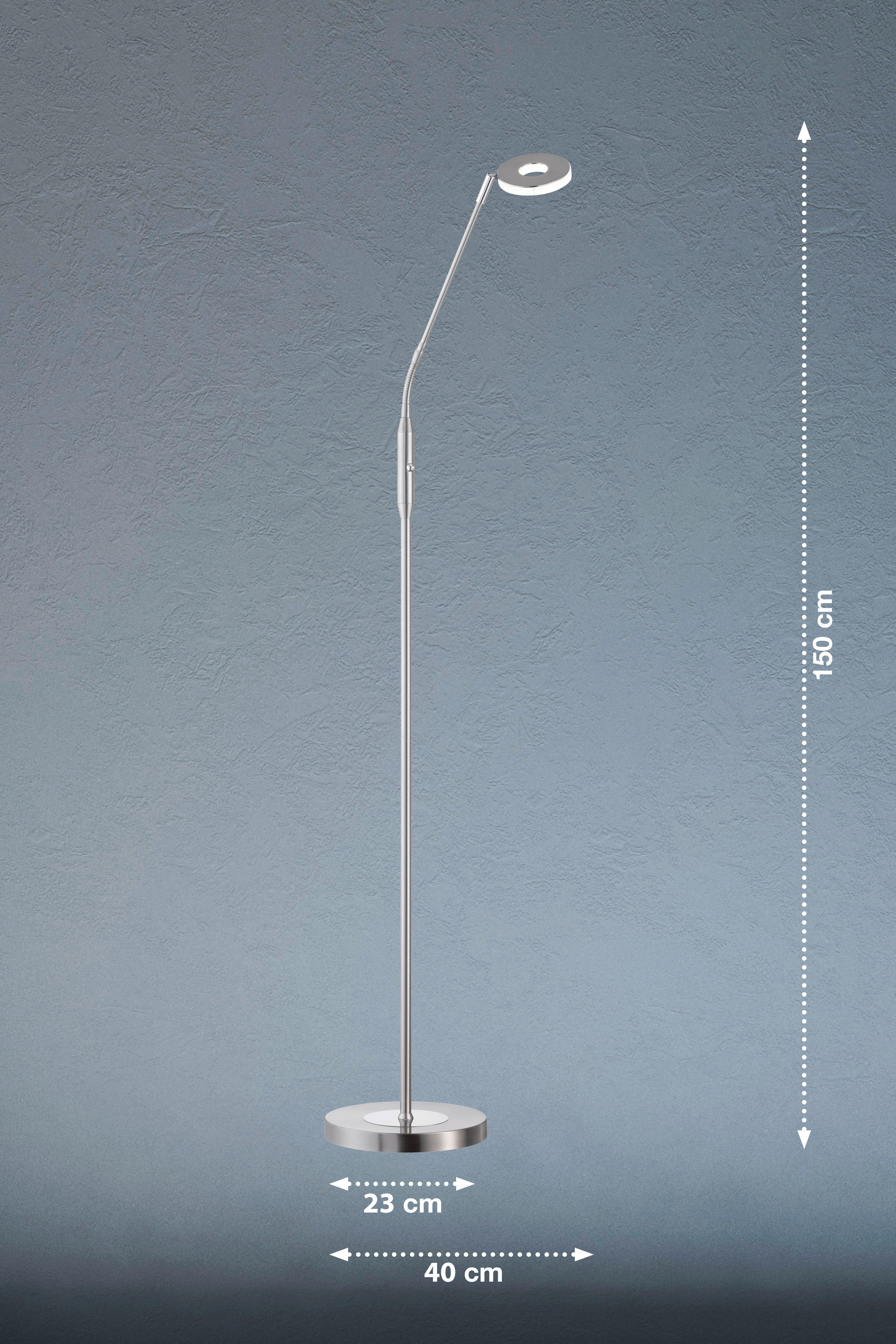 Fischer & Honsel LED-Stehleuchte 40107 Chrom nickel matt Metall H/D: ca. 150x23 cm 1 Brennstellen Dent - nickel matt/Chrom (23,00/150,00cm) - Fischer & Honsel