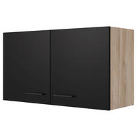 Hängeschrank Capri schwarz matt B/H/T: ca. 100x54,8x32 cm Capri - schwarz/Oak (100,00/54,80/32,00cm) - Flex-Well