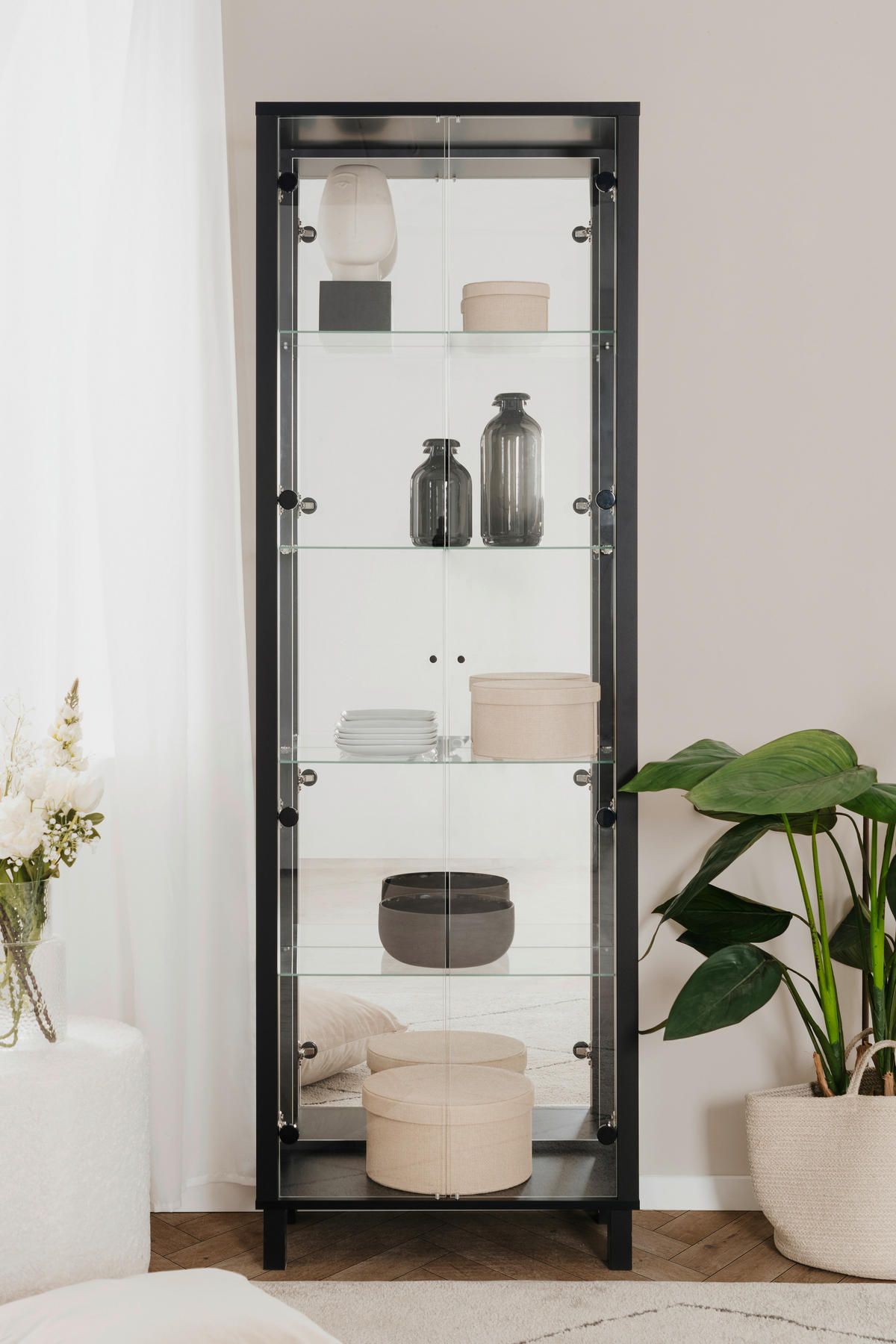 Vitrine Albi schwarz B/H/T: ca. 62x189x33 cm Albi - schwarz (62,00/189,00/33,00cm)