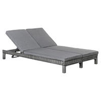 Outsunny Doppelliege grau Metall B/H/L: ca. 120x28x195 cm Doppelliege - grau (195,00/120,00/28,00cm) - Outsunny