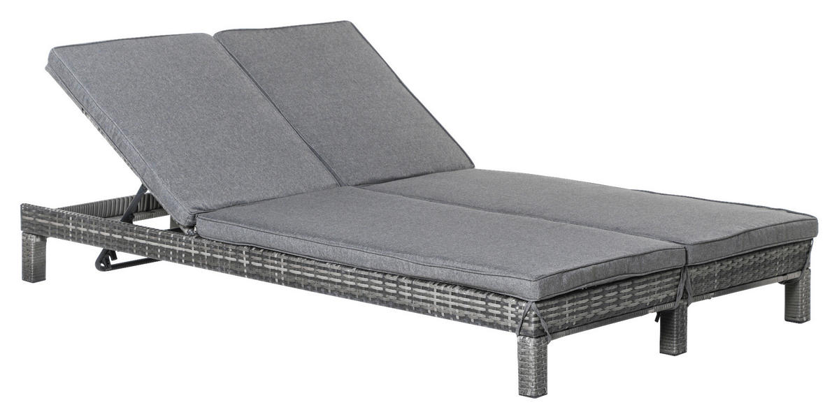Outsunny Doppelliege grau Metall B/H/L: ca. 120x28x195 cm Doppelliege - grau (195,00/120,00/28,00cm) - Outsunny