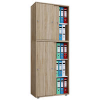 Büroschrank Lona XXL mit Schiebetüren Eiche Sonoma Nachbildung weiß B/H/T: ca. 70x184x37 cm Lona XXL mit Schiebetüren - Eiche/weiß (70,00/184,00/37,00cm) - VCM Möbel