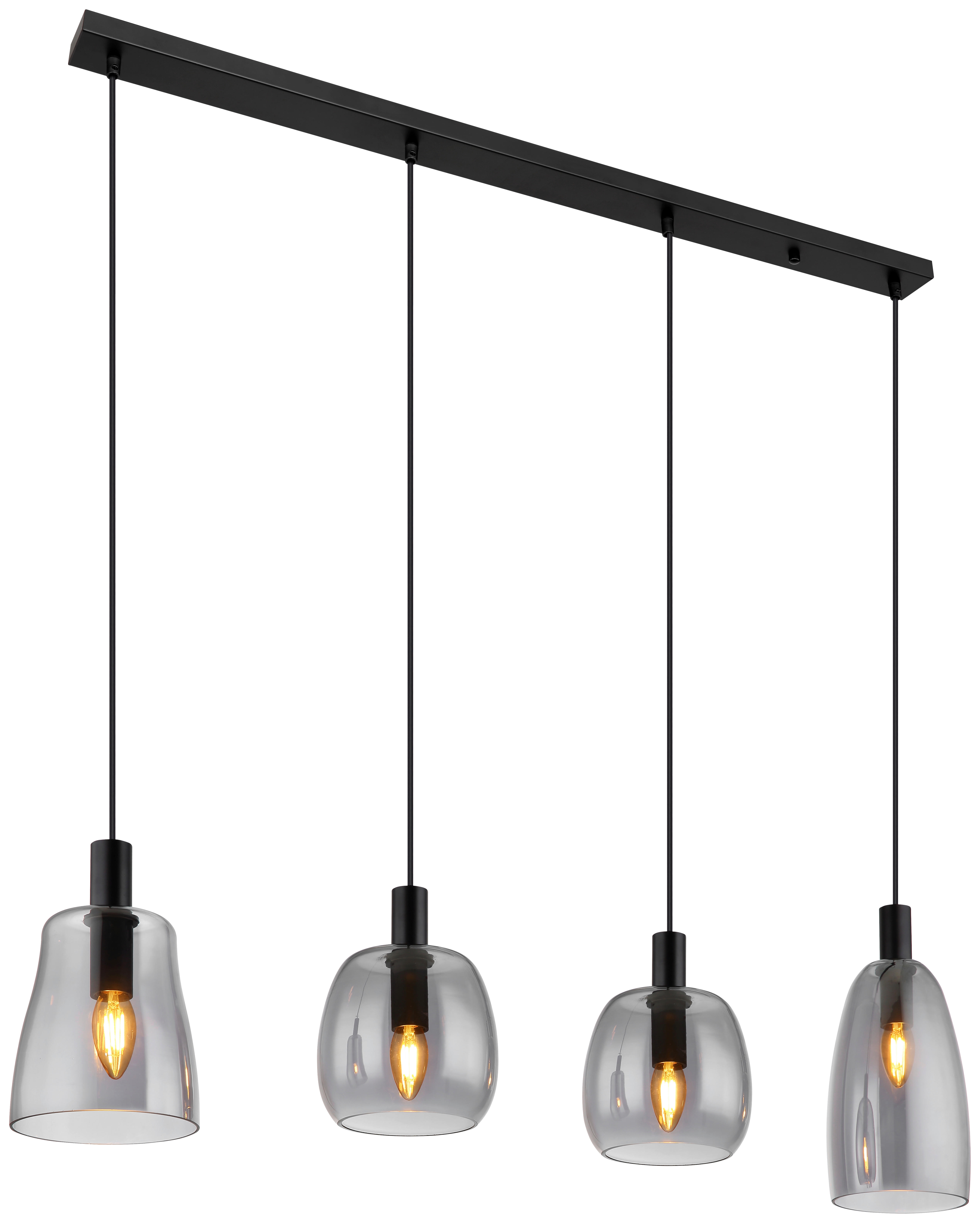 GLOBO Pendelleuchte Gari 15789-4HB schwarz Metall Rauchglas B: ca. 107 cm E14 4 Brennstellen Garri - schwarz (107,00cm) - GLOBO