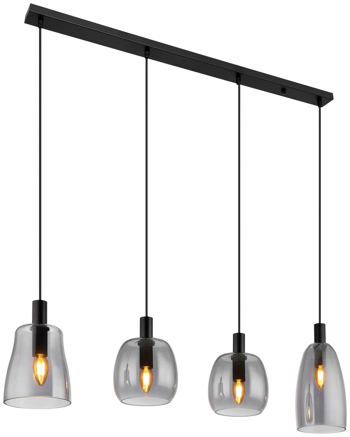 GLOBO Pendelleuchte Gari 15789-4HB schwarz Metall Rauchglas B: ca. 107 cm E14 4 Brennstellen Garri - schwarz (107,00cm) - GLOBO