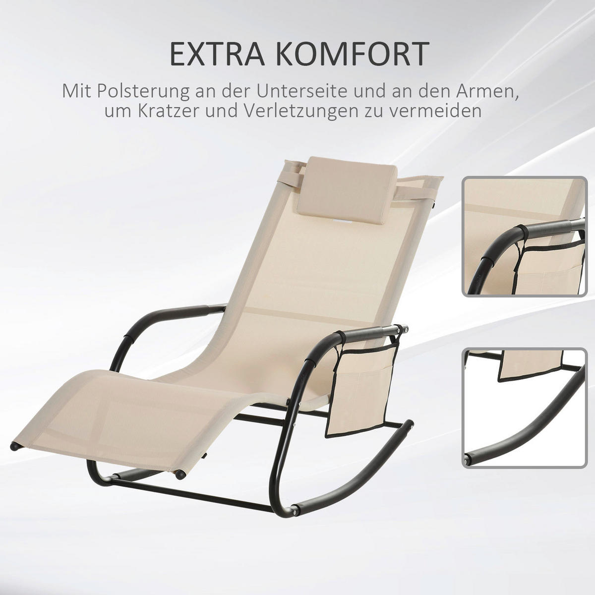 Outsunny Schaukelstuhl braun Metall B/H/L: ca. 62x88x150 cm Schaukelstuhl - braun (150,00/62,00/88,00cm) - Outsunny