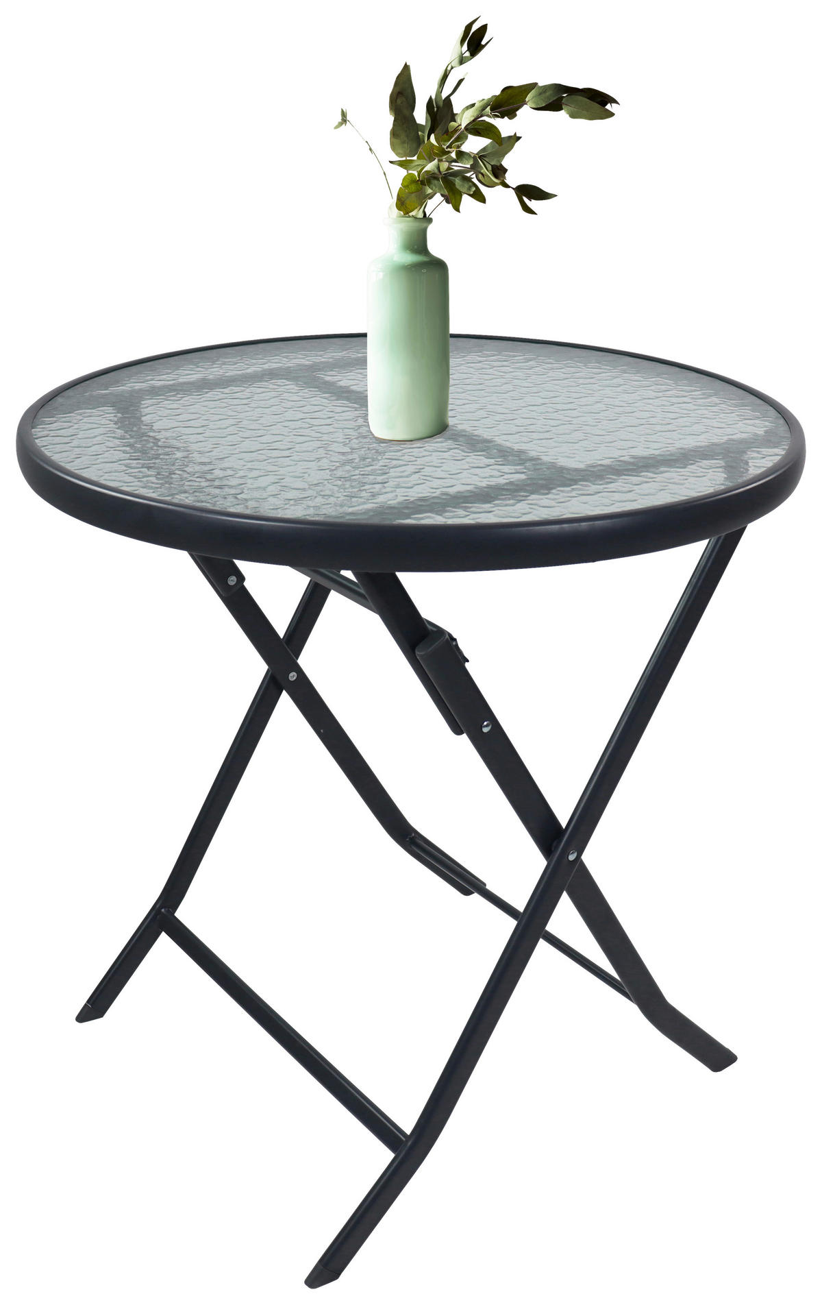 VCM Gartentisch anthrazit Metall B/H/L: ca. 70x70x70 cm Gartentisch rund klappbar Sonlas - anthrazit (70,00/70,00/70,00cm) - VCM