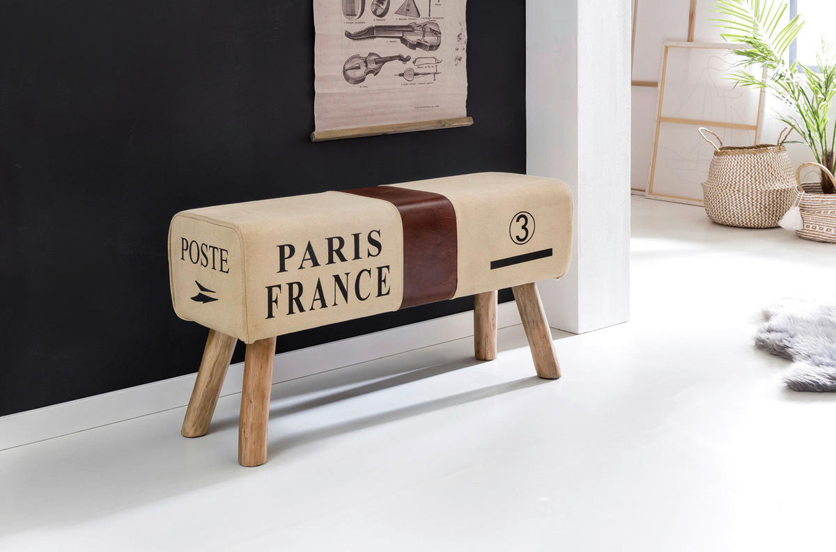 Wohnling Sitzbank beige B/H/T: ca. 91x51x30 cm Sitzbank - beige (91,00/51,00/30,00cm) - Wohnling
