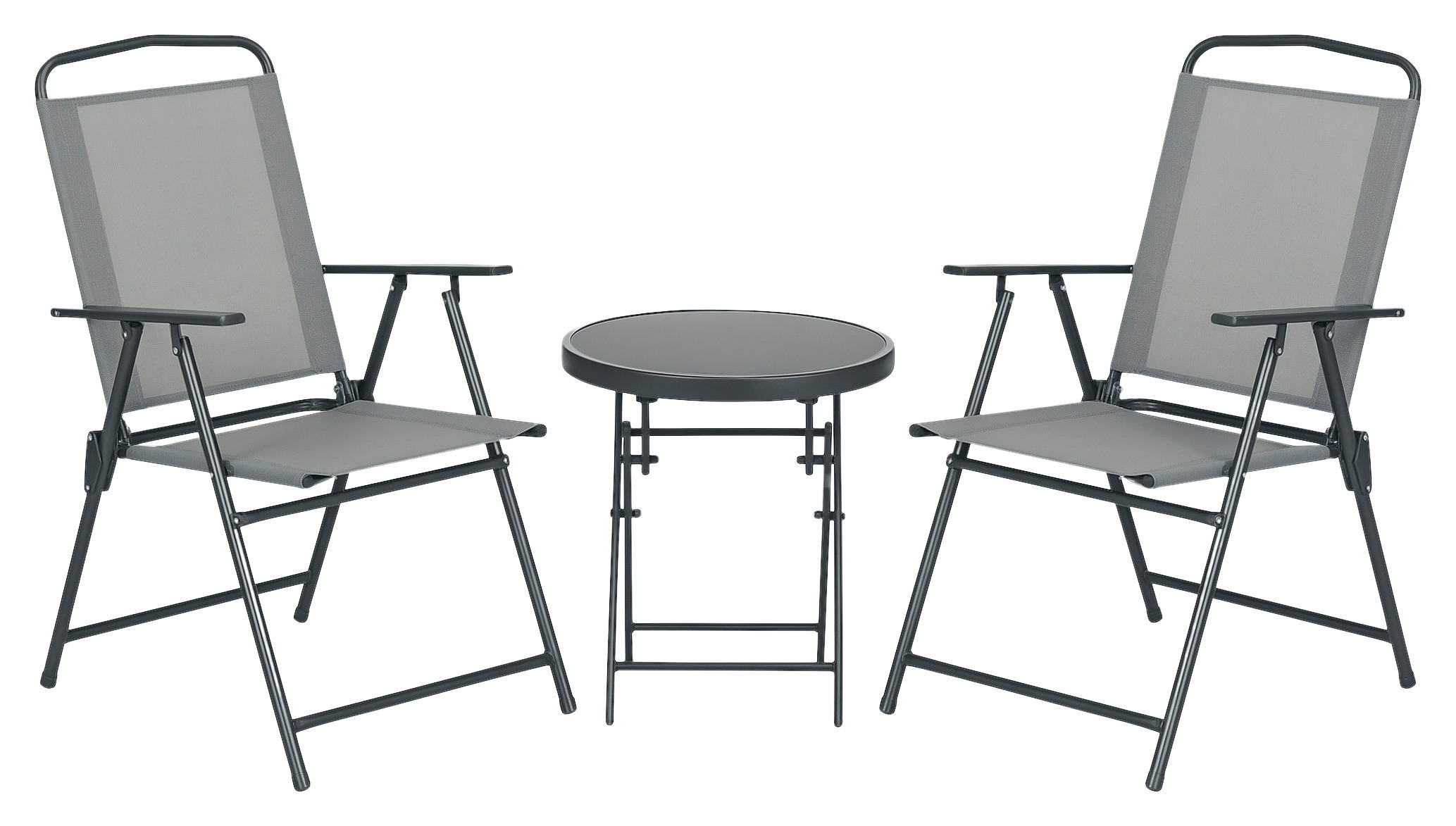 Outsunny Bistro-Set hellgrau Mesh B/H/L: ca. 64x93x53,5 cm Bistro-Set - hellgrau (53,50/64,00/93,00cm) - Outsunny