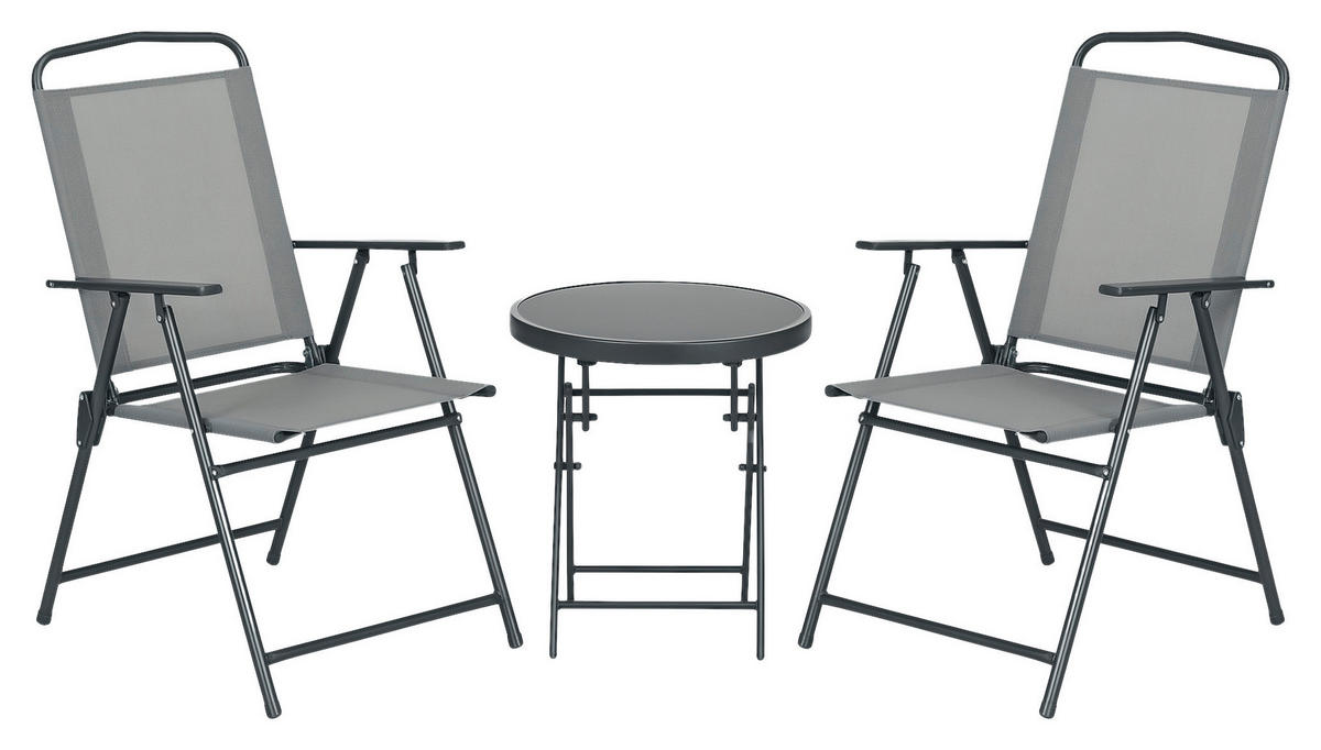 Outsunny Bistro-Set hellgrau Mesh B/H/L: ca. 64x93x53,5 cm Bistro-Set - hellgrau (53,50/64,00/93,00cm) - Outsunny