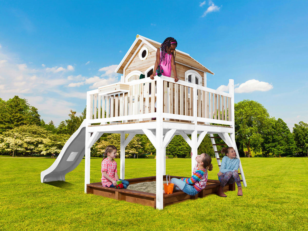 AXI Spielhaus Liam braun B/H/L: ca. 377x291x255 cm Liam - braun/weiß (255,00/377,00/291,00cm) - AXI