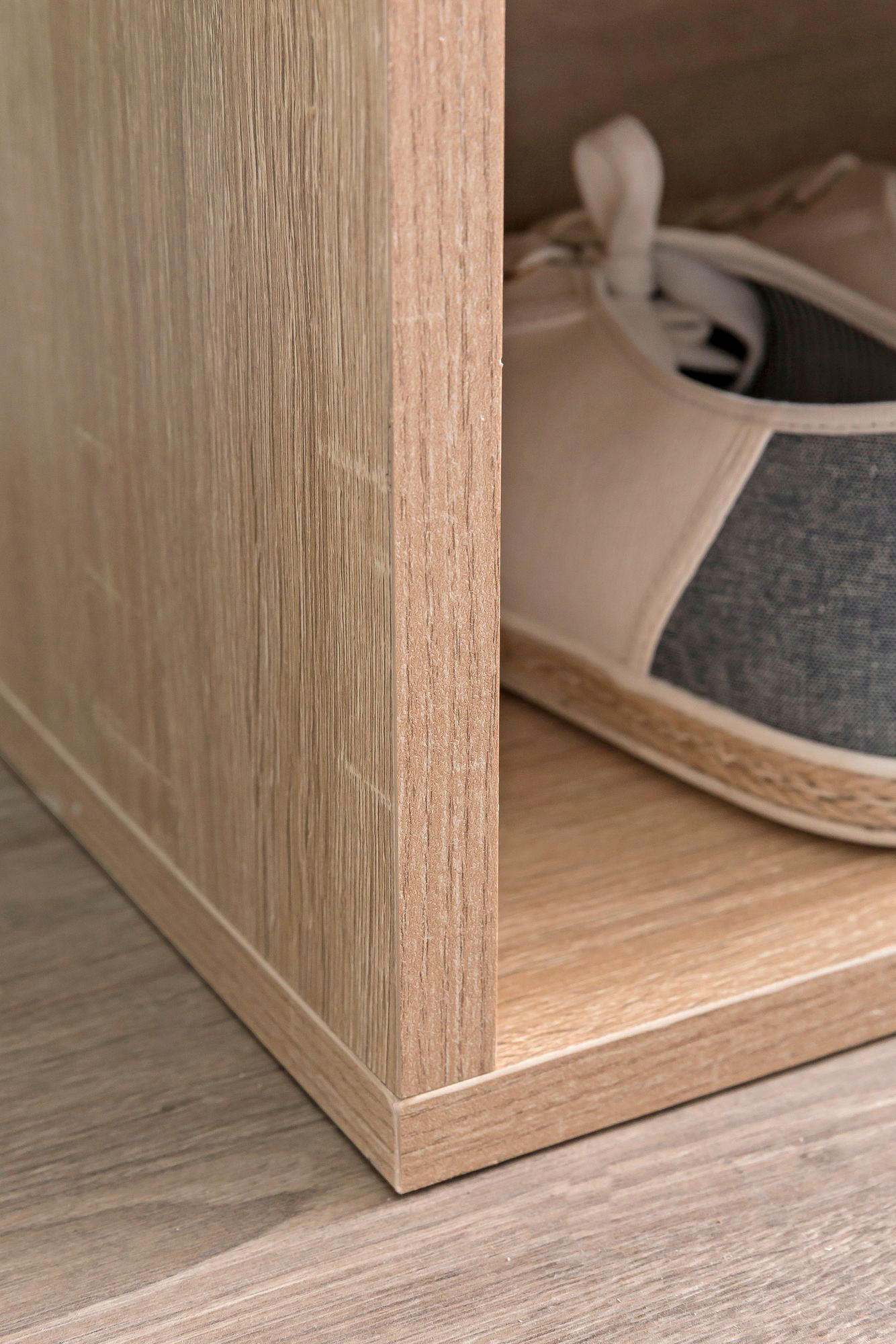 Schuhbank Eiche Sonoma Nachbildung braun B/H/T: ca. 104x51x32 cm Schuhbank - braun/Eiche (104,00/51,00/32,00cm) - Wohnling