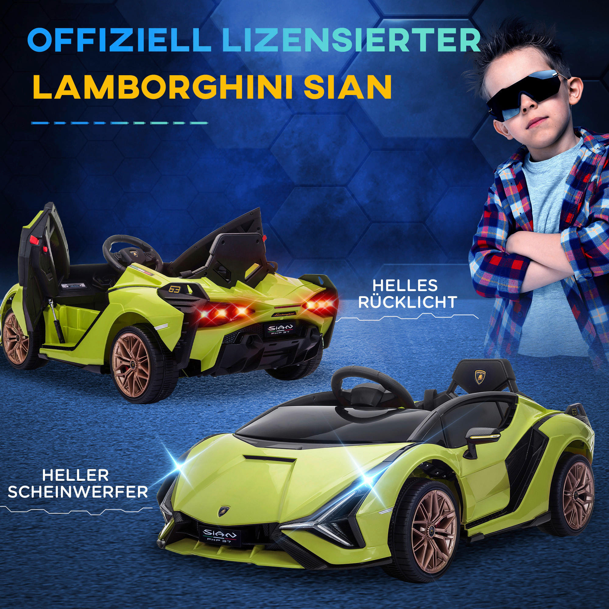 HOMCOM Kinder-Elektroauto grün B/H/L: ca. 62x40x108 cm Kinder-Elektroauto - grün (108,00/62,00/40,00cm) - HOMCOM