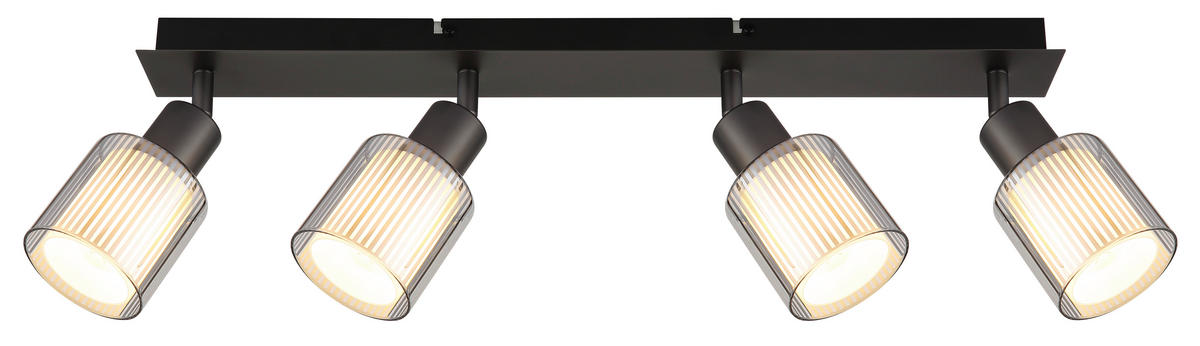 GLOBO Strahler Chrom schwarz Metall Glas B/H/L: ca. 10,5x56,5x16,5 cm E14 4 Brennstellen Strahler-Villegas - schwarz/Chrom (16,50/10,50/56,50cm) - GLOBO