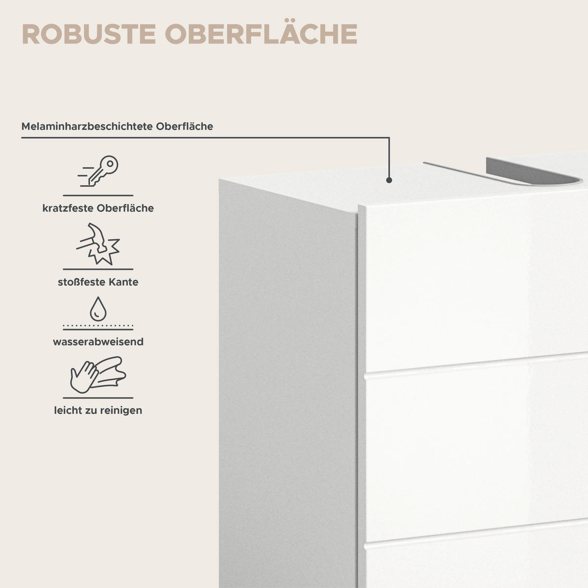 Badezimmer-Set VIRA weiß weiß Hochglanz B/H/T: ca. 135x190x34 cm VIRA - weiß (135,00/190,00/34,00cm) - xonox.home