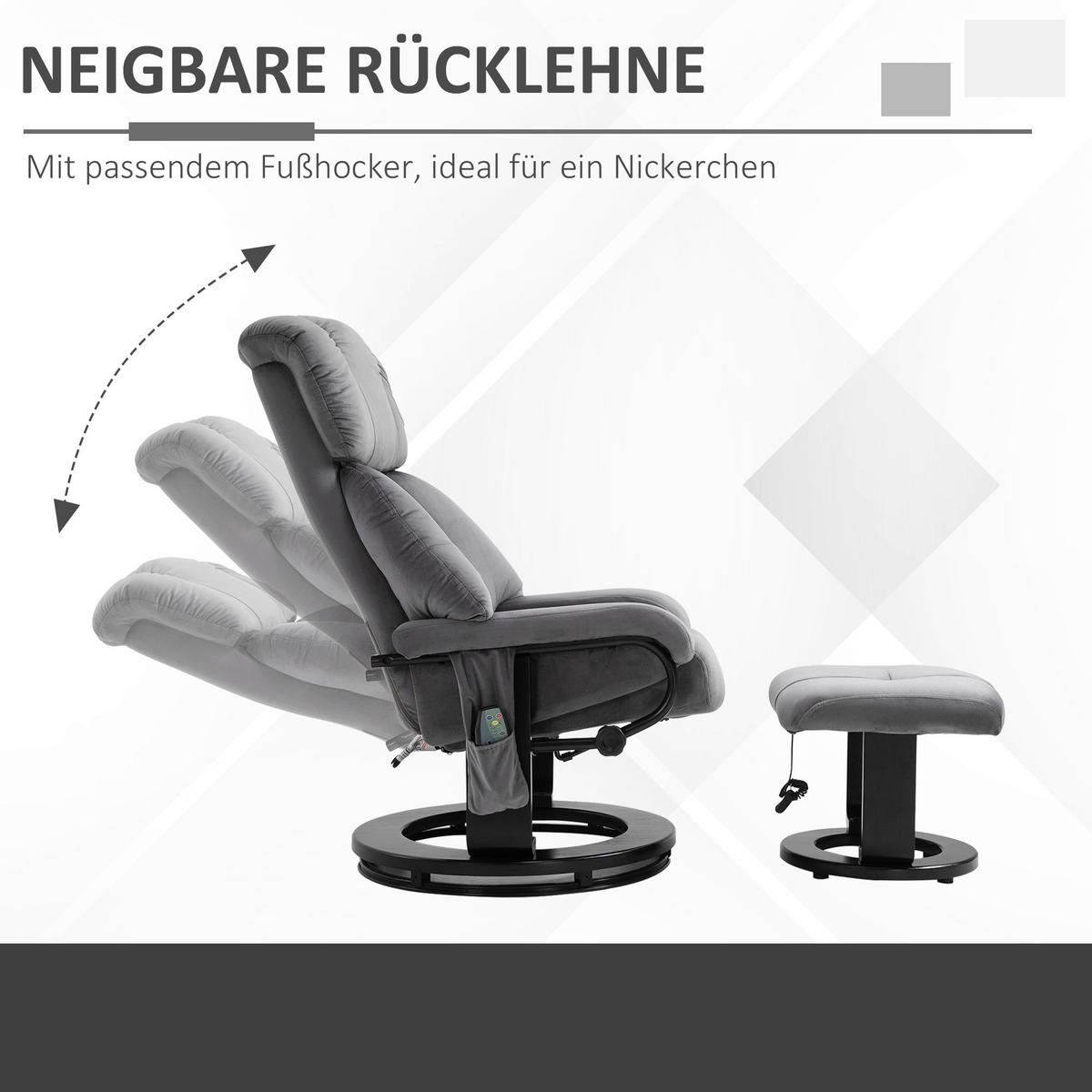 HOMCOM Massagestuhl grau B/H/L: ca. 80x76x102 cm Massagestuhl - grau (102,00/80,00/76,00cm) - HOMCOM