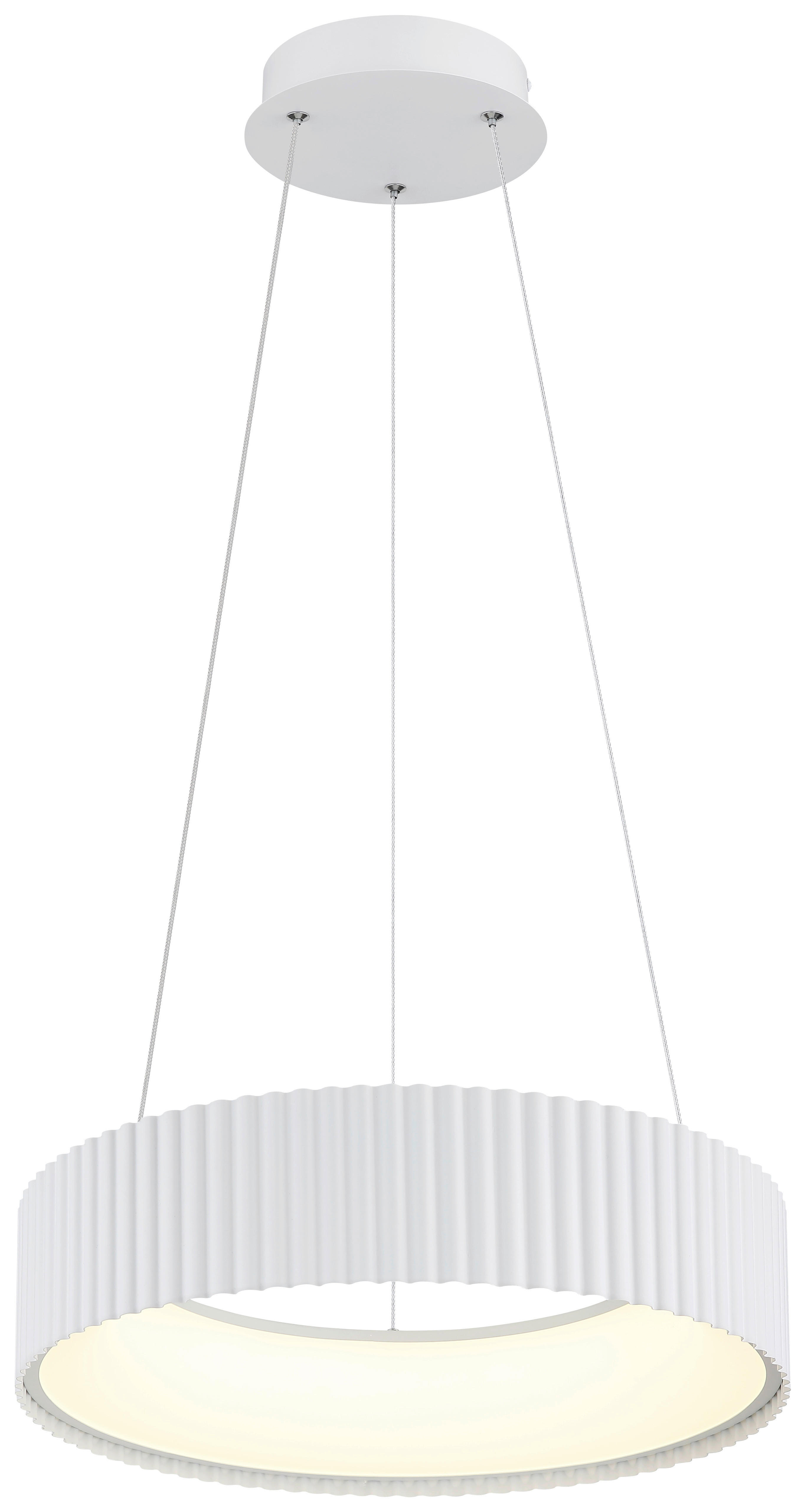 GLOBO LED-Hängeleuchte weiß Opal PVC Metall Acryl H/D: ca. 120x46 cm 1.0 Brennstellen KEMP - weiß/Opal (46,00/120,00cm) - GLOBO