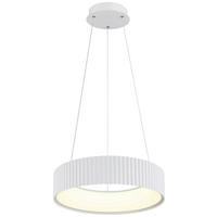 GLOBO LED-Hängeleuchte weiß Opal PVC Metall Acryl H/D: ca. 120x46 cm 1.0 Brennstellen KEMP - weiß/Opal (46,00/120,00cm) - GLOBO