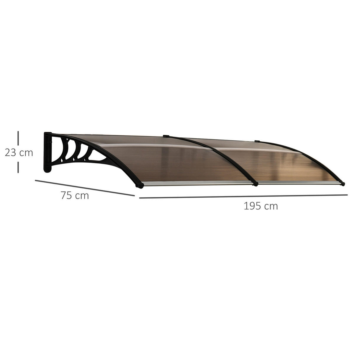 Outsunny Vordach braun B/H/L: ca. 195x75x23 cm Vordach - braun (23,00/195,00/75,00cm) - Outsunny