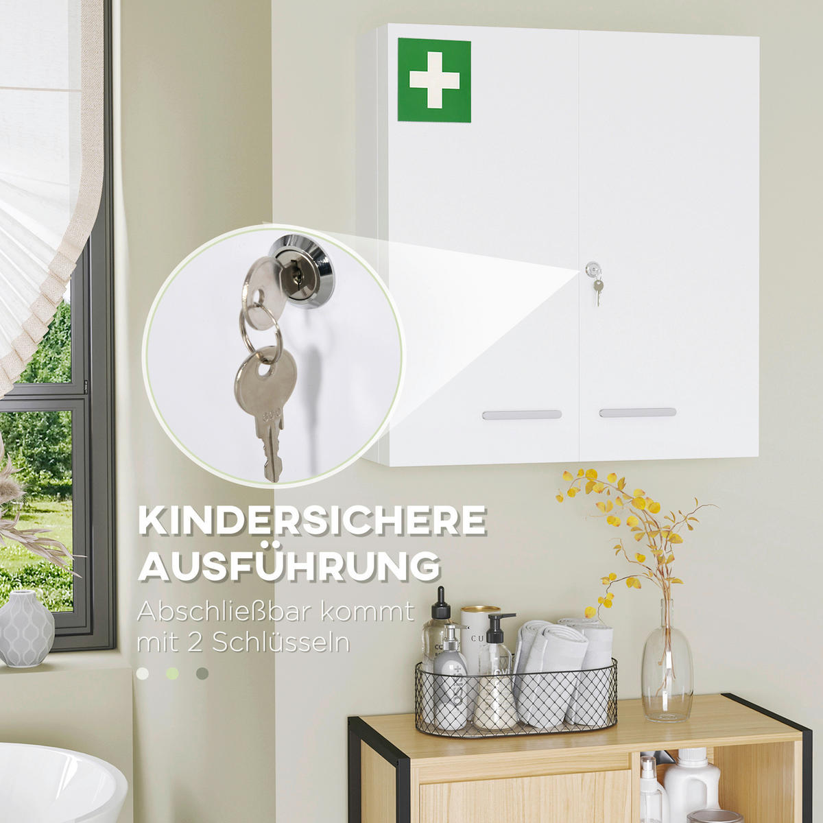 kleankin Medizinschrank weiß Polypropylen B/H/L: ca. 18x55x60 cm Medizinschrank - weiß (60,00/18,00/55,00cm) - kleankin