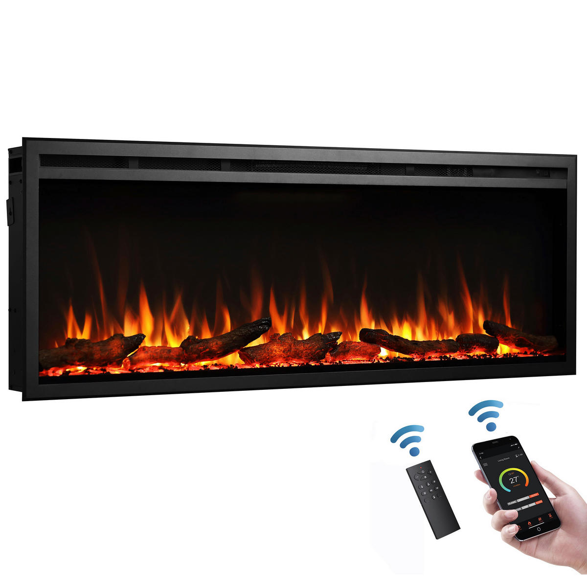 Balderia Elektrischer-Kamin Atlanta EF287B schwarz B/H/L: ca. 14,7x48x127 cm Elektro-Kamin Atalanta 50" - schwarz (127,00/14,70/48,00cm) - Balderia