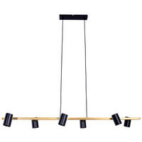 Näve Leuchten Pendelleuchte 7094822 schwarz Holz Metall B/H/T: ca. 23x120x115 cm GU10 6 Brennstellen Frida - schwarz (23,00/120,00/115,00cm) - Näve Leuchten