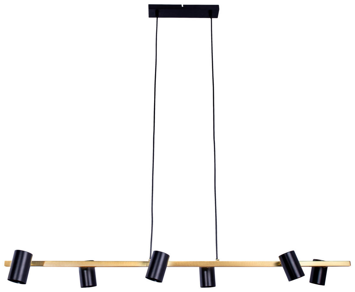 Näve Leuchten Pendelleuchte 7094822 schwarz Holz Metall B/H/T: ca. 23x120x115 cm GU10 6 Brennstellen Frida - schwarz (23,00/120,00/115,00cm) - Näve Leuchten