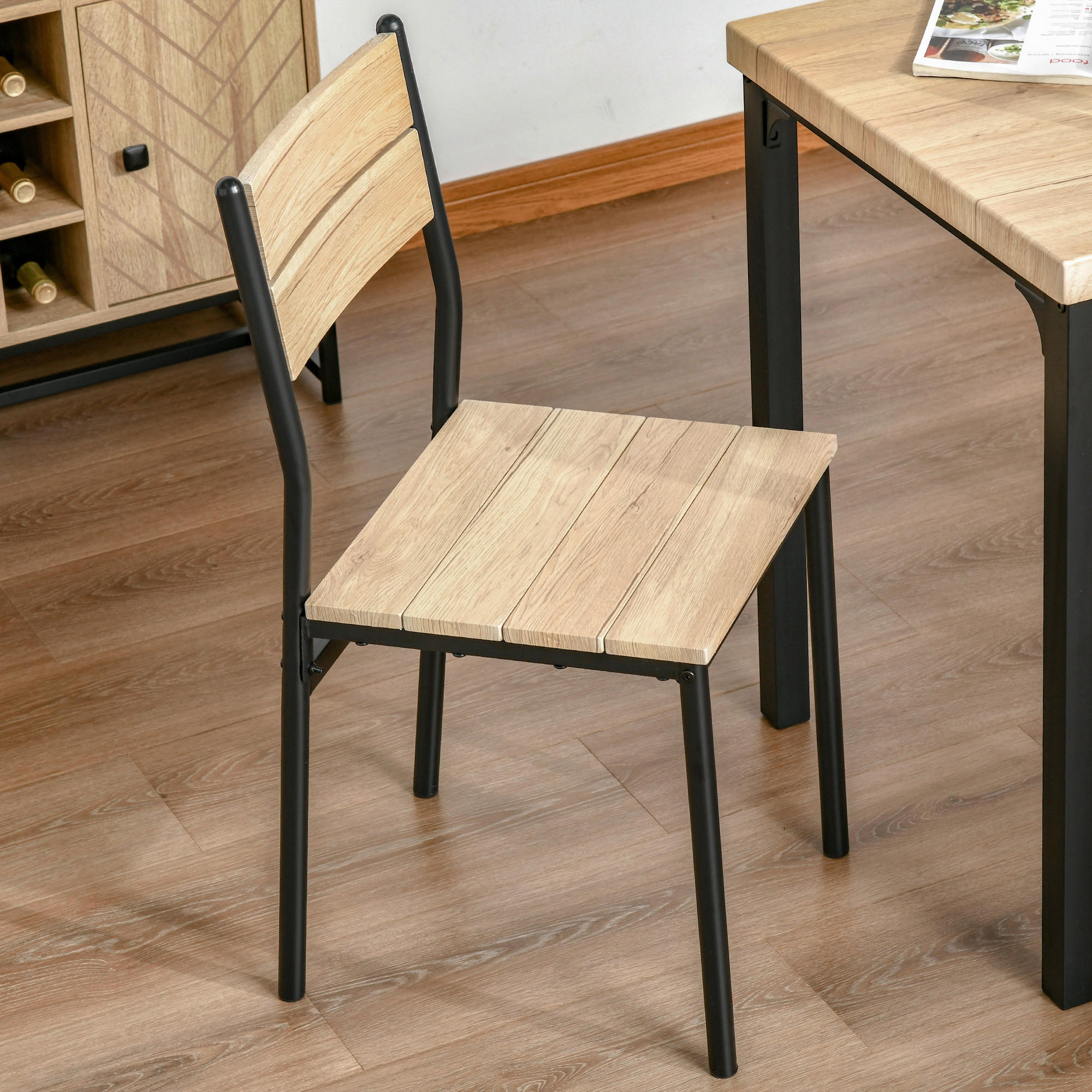 Essgruppe 835-090 natur schwarz B/H/T: ca. 70x76x70 cm 835-090 - natur/schwarz (70,00/76,00/70,00cm) - HOMCOM