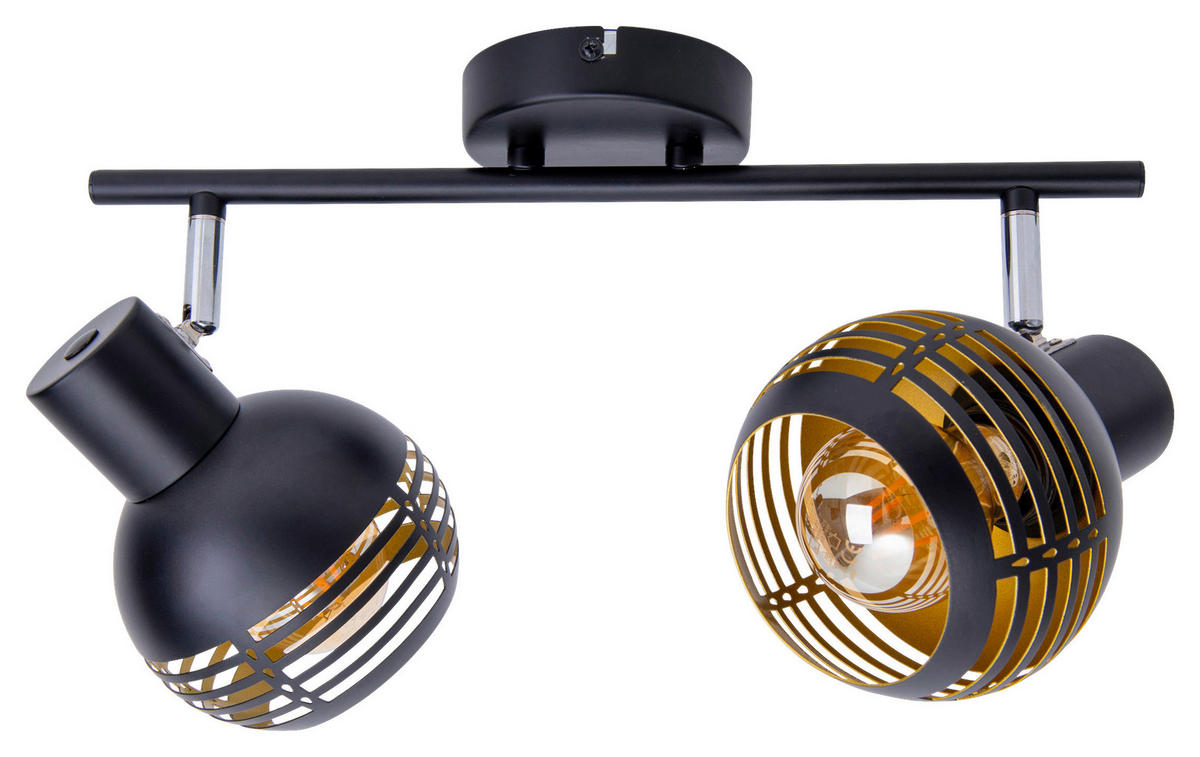 Näve Leuchten 2er Spot Casco NV1387122 schwarz gold Metall B/H/T: ca. 36x12x15 cm E27 2 Brennstellen 2er Spot "Casco" - gold/schwarz (36,00/12,00/15,00cm) - Näve Leuchten