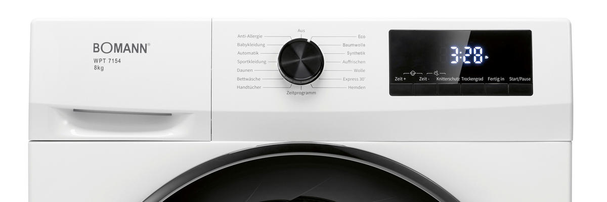 Bomann Wärmepumpentrockner WPT 7154 weiß B/H/T: ca. 59,5x84,5x58 cm ca. 8 kg Wärmepumpentrockner WPT 7154 - weiß (59,50/84,50/58,00cm) - Bomann