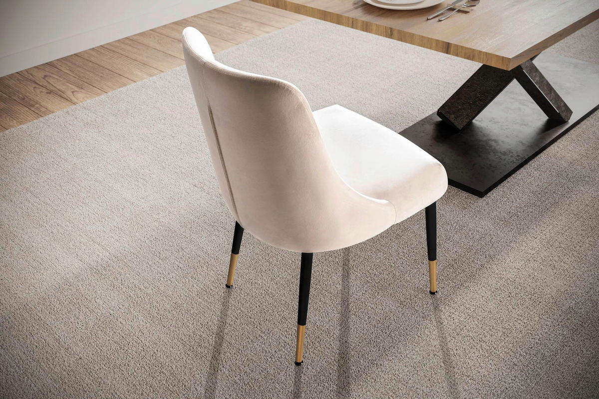 Stuhl beige Polyester Esszimmerstuhl - beige - Wohnling
