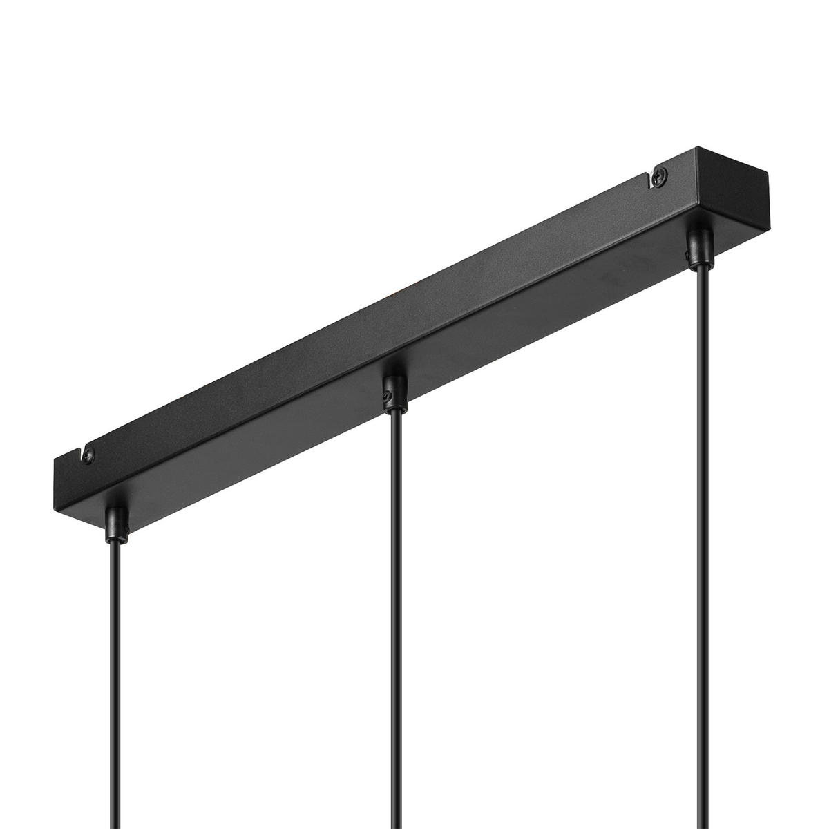 Lamkur Hängeleuchte schwarz Eiche Stahl Holz B/H/L: ca. 15,5x85x59 cm E27 3 Brennstellen Alma - Eiche/schwarz (59,00/15,50/85,00cm) - Lamkur