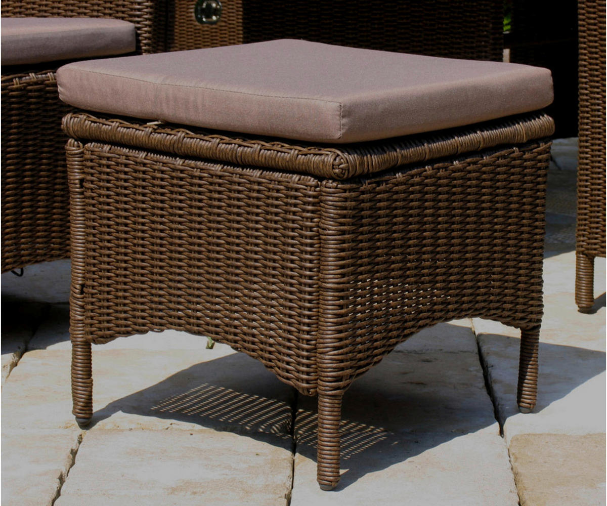 Grasekamp Gartenhocker Lanzarote braun B/H/L: ca. 50x46x50 cm Lanzarote - braun (50,00/50,00/46,00cm) - Grasekamp