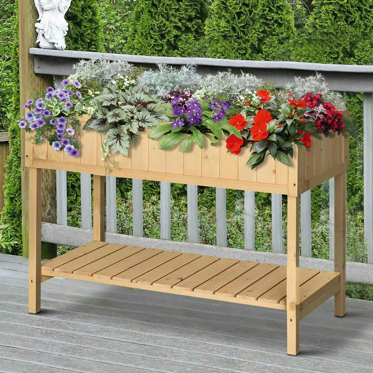 Outsunny Pflanztisch natur B/H/L: ca. 60x22x120 cm ca. 30 kg Pflanztisch 845-238 - natur (120,00/60,00/22,00cm) - Outsunny