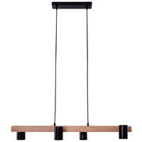 Näve Leuchten Pendelleuchte 7094522 schwarz Holz Metall B/H/T: ca. 24x120x80 cm GU10 4 Brennstellen Frida - schwarz (24,00/120,00/80,00cm) - Näve Leuchten