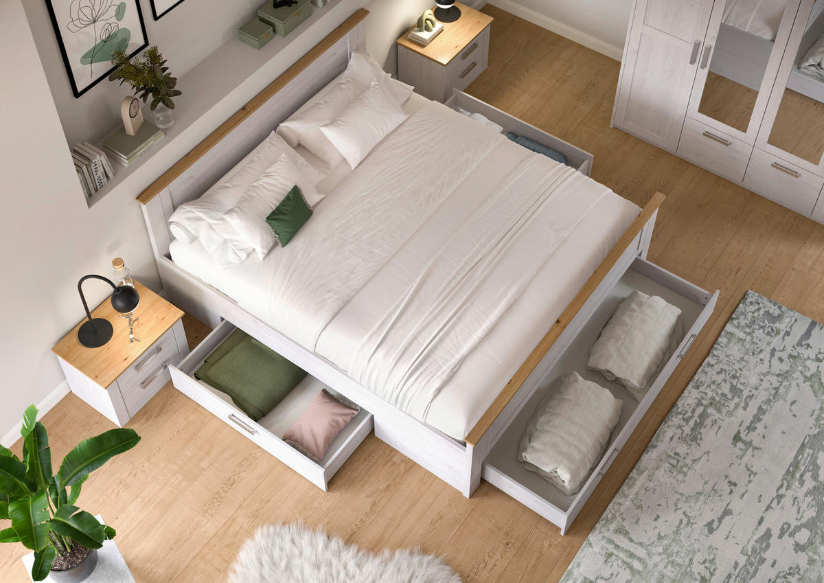 Bett VERONA Sibiu Lärche Nachbildung Eiche Artisan Nachbildung VERONA - Eiche (189,00/90,00/209,00cm) - xonox.home