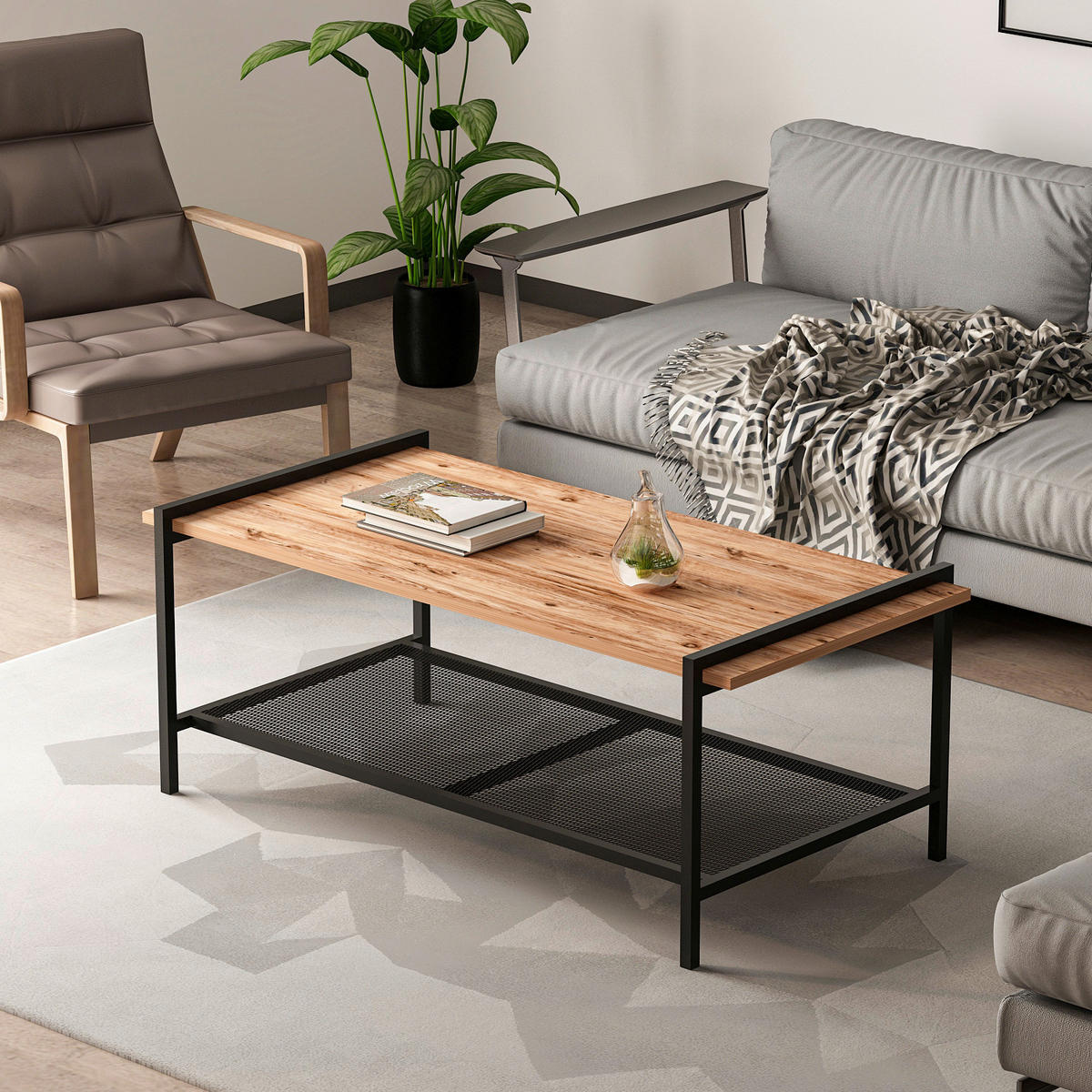 Couchtisch Lara walnuss Nachbildung schwarz B/H/T: ca. 120x45x60 cm Lara - schwarz/walnuss (120,00/45,00/60,00cm) - moebel17