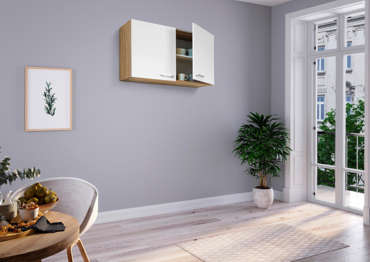 Respekta Miniküche 100 weiß matt B/H/T: ca. 100x200x60 cm 100 - Eiche/weiß (100,00/200,00/60,00cm) - Respekta