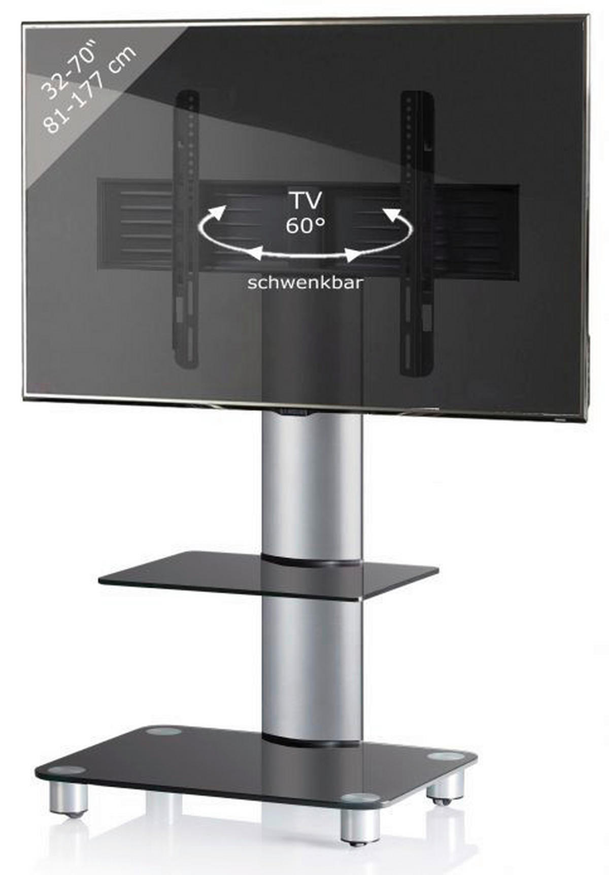 VCM TV-Standfuß TV-Standfuß schwarz TV-Standfuß "Tosal Silber" - schwarz (60,00/100,00/44,00cm) - VCM