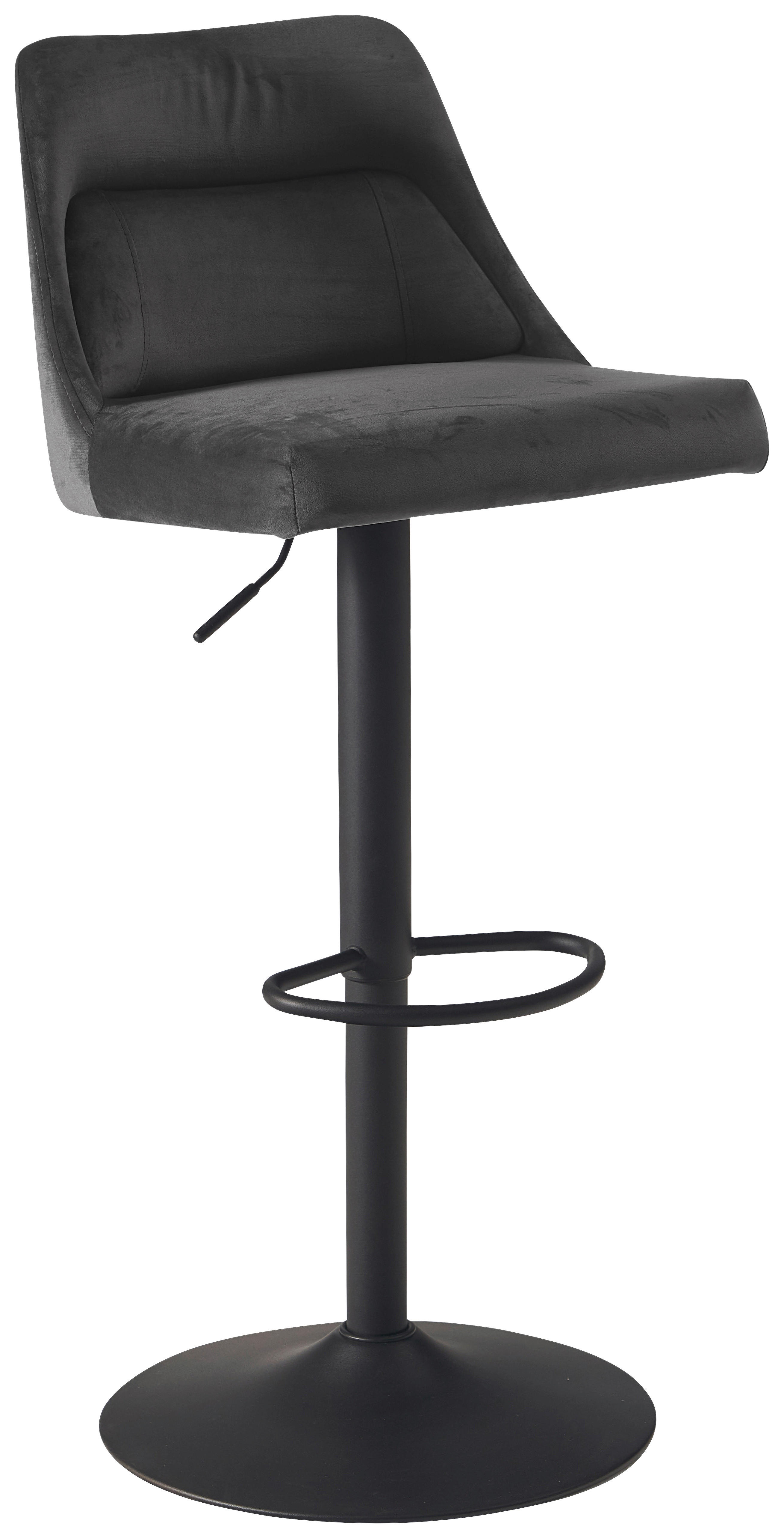 Barhocker schwarz schwarz Samt Eisen B/H/T: ca. 45x106x51 cm Barhocker - schwarz (45,00/106,00/51,00cm) - Wohnling