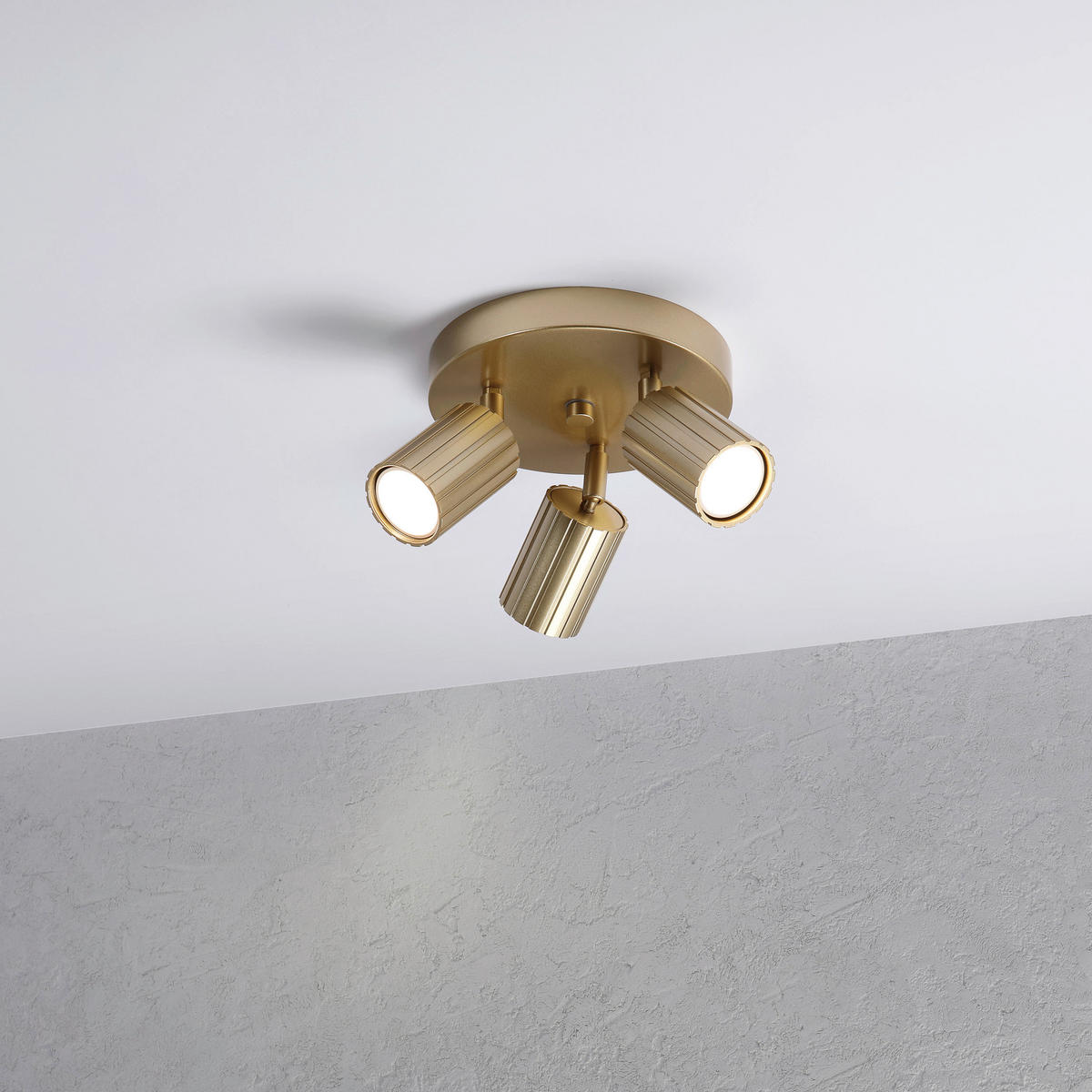 Lamkur Strahler gold Stahl B/H/L: ca. 18x19,5x18 cm 3 Brennstellen Prisma - gold (18,00/18,00/19,50cm) - Lamkur