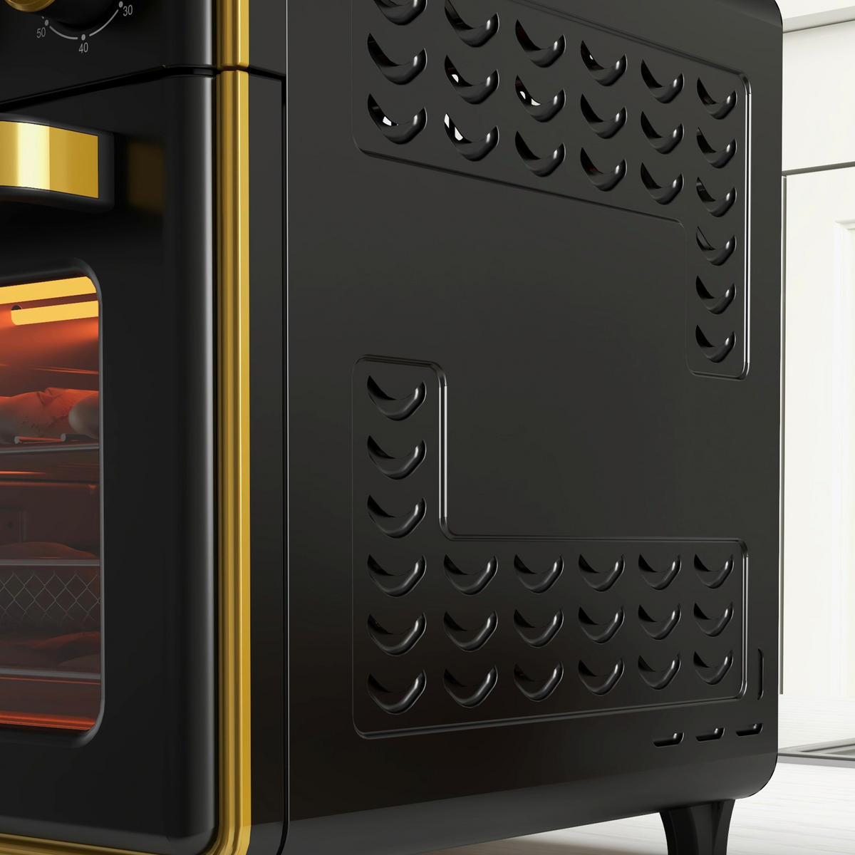 HOMCOM Küchengerät schwarz Edelstahl B/H/L: ca. 37,7x36x34,5 cm Minibackofen - schwarz (34,50/37,70/36,00cm) - HOMCOM