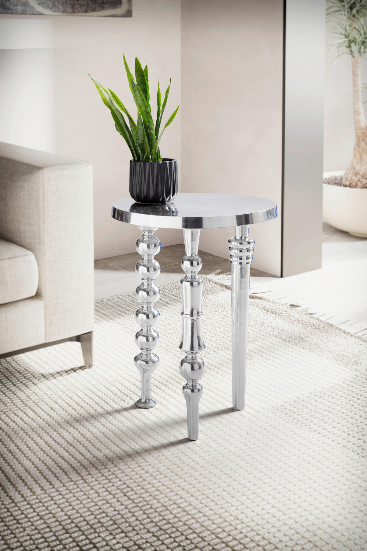 Beistelltisch silber B/H/T: ca. 44x44x63 cm Beistelltisch - silber (44,00/44,00/63,00cm) - Wohnling