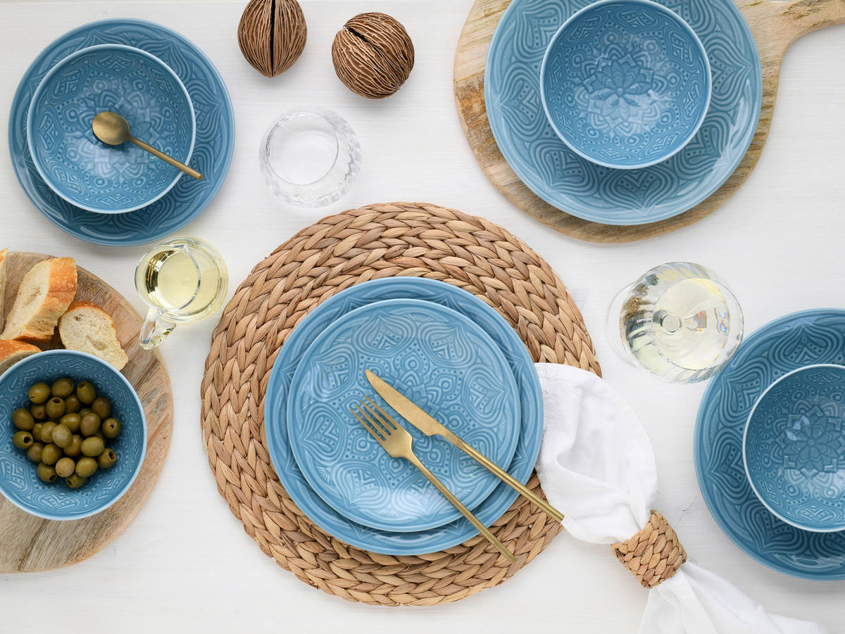 CreaTable Tafelservice Orient Mandala aqua Porzellan 12 tlg. Orient Mandala - aqua - CreaTable