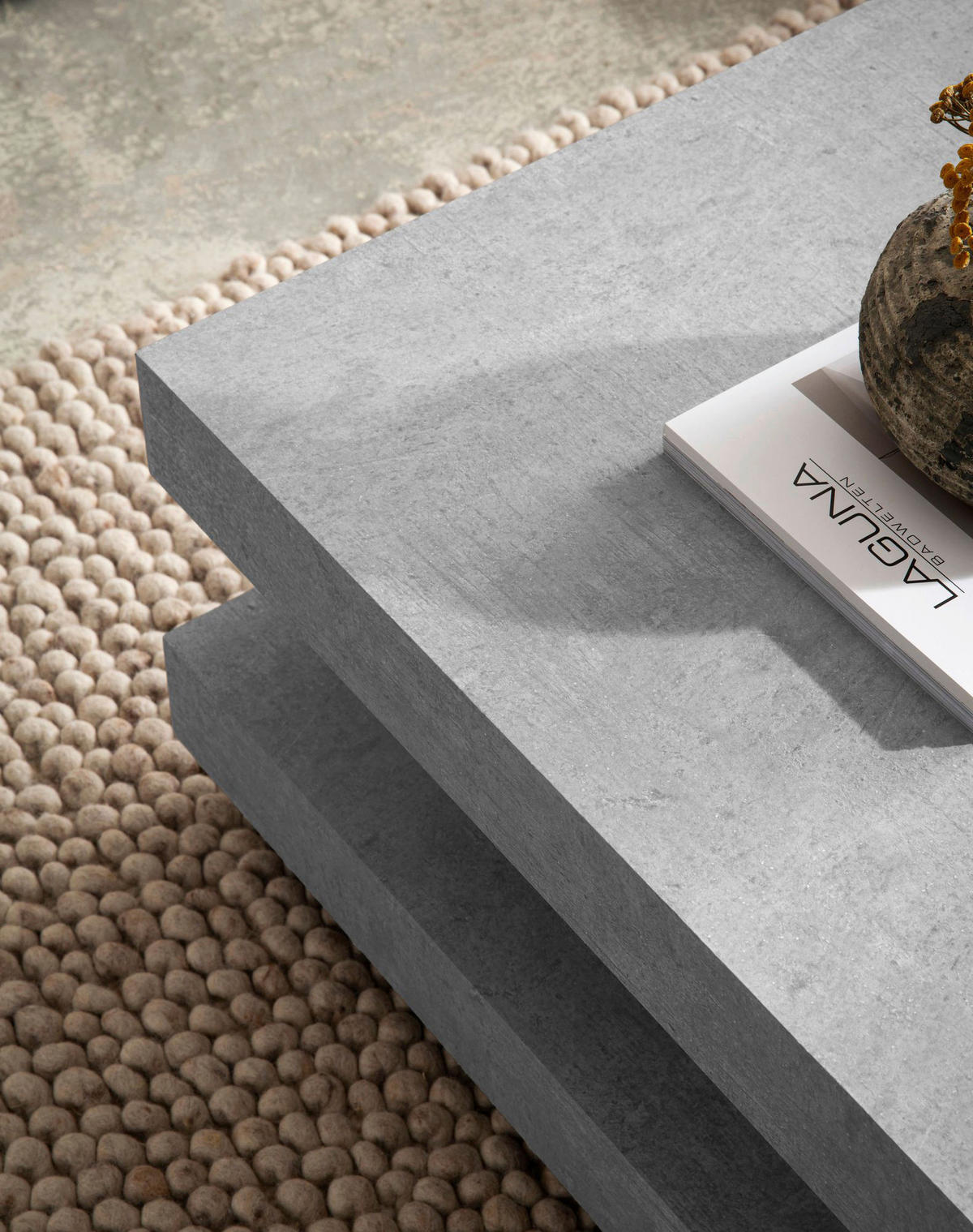 Couchtisch Beton Optik B/H/T: ca. 60x34x60 cm Couchtisch - Beton (60,00/34,00/60,00cm) - Wohnling