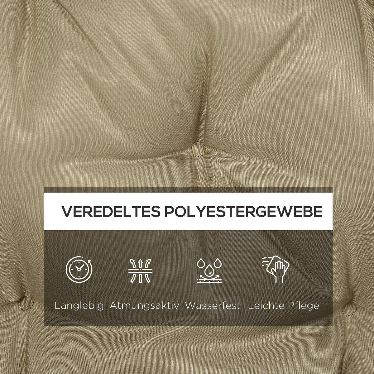Outsunny Bankauflage khaki Schaumstoff B/H/L: ca. 98x8x150 cm Bankauflage - khaki (150,00/98,00/8,00cm) - Outsunny