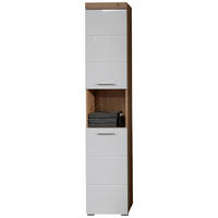 Hochschrank Amanda weiß Hochglanz Asteiche Nachbildung B/H/T: ca. 37x190x31 cm Amanda - weiß (37,00/190,00/31,00cm) - Trendteam