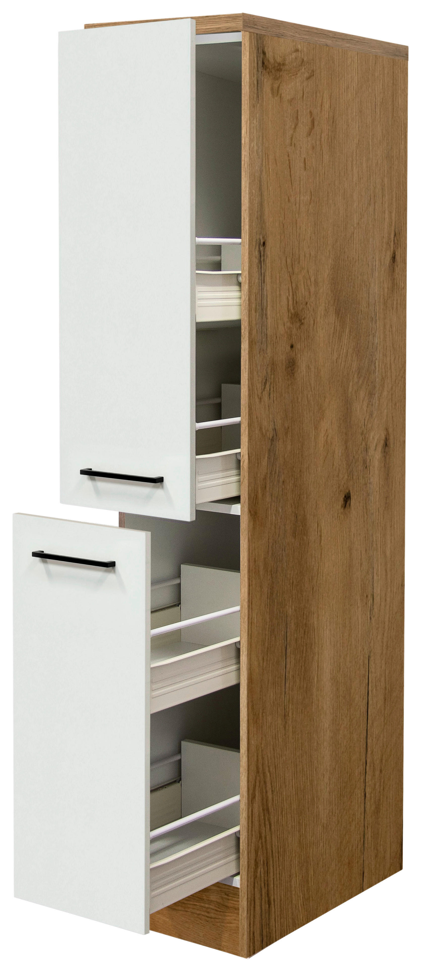 Apothekerschrank Avila Magnolie matt B/H/T: ca. 30x161x60 cm Avila - schwarz/Magnolie (30,00/161,00/60,00cm) - Flex-Well