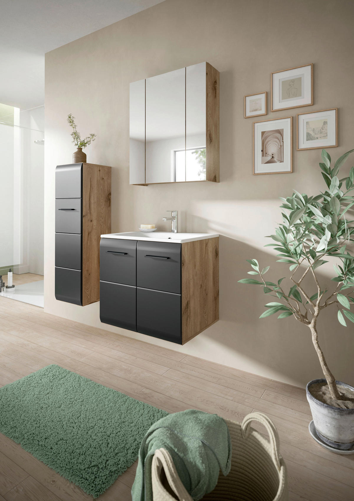 Stauraumelement Ice Nox Oak Nachbildung schwarz matt B/H/T: ca. 30x106x30 cm Ice - schwarz (30,00/106,00/30,00cm) - xonox.home